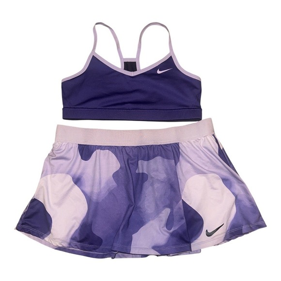Nike Girls Purple Sports Bra and Skort Set, Large/XL - Picture 1 of 8